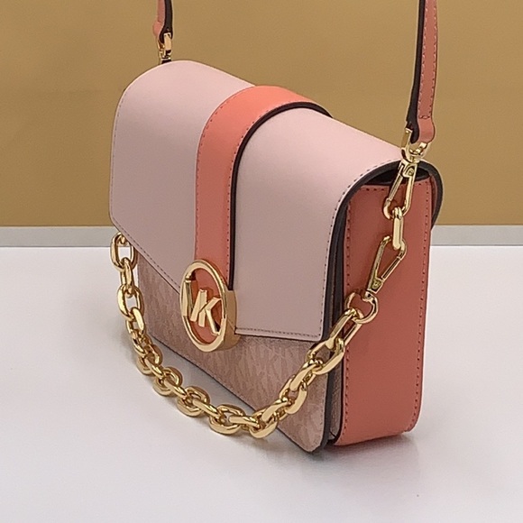 Michael Kors Carmen Small Monogram Flap Crossbody - Sherbert Multi - Picture 6 of 16